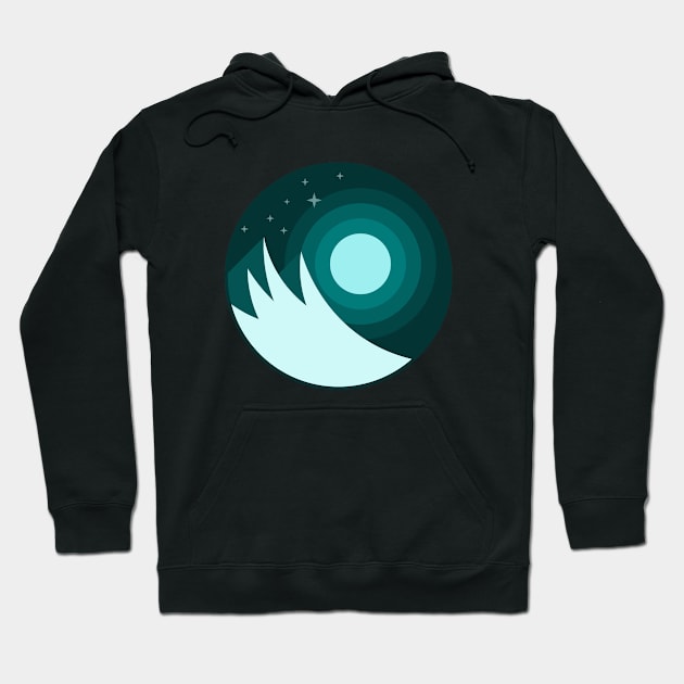 Moon And Mountain at Night Hoodie by dot.Dedi